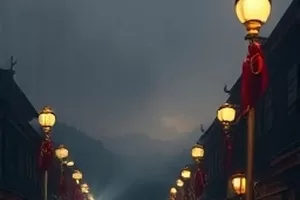 《雾港食光》夜市后厨场景封面,暖黄灯牌与铁锅蒸汽